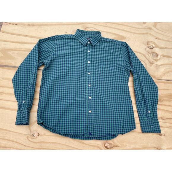 UNTUCKIT Short Sleeve Button Up Shirt Pen-Strip Cotton Men’s Green SIZE LARGE - Picture 1 of 9